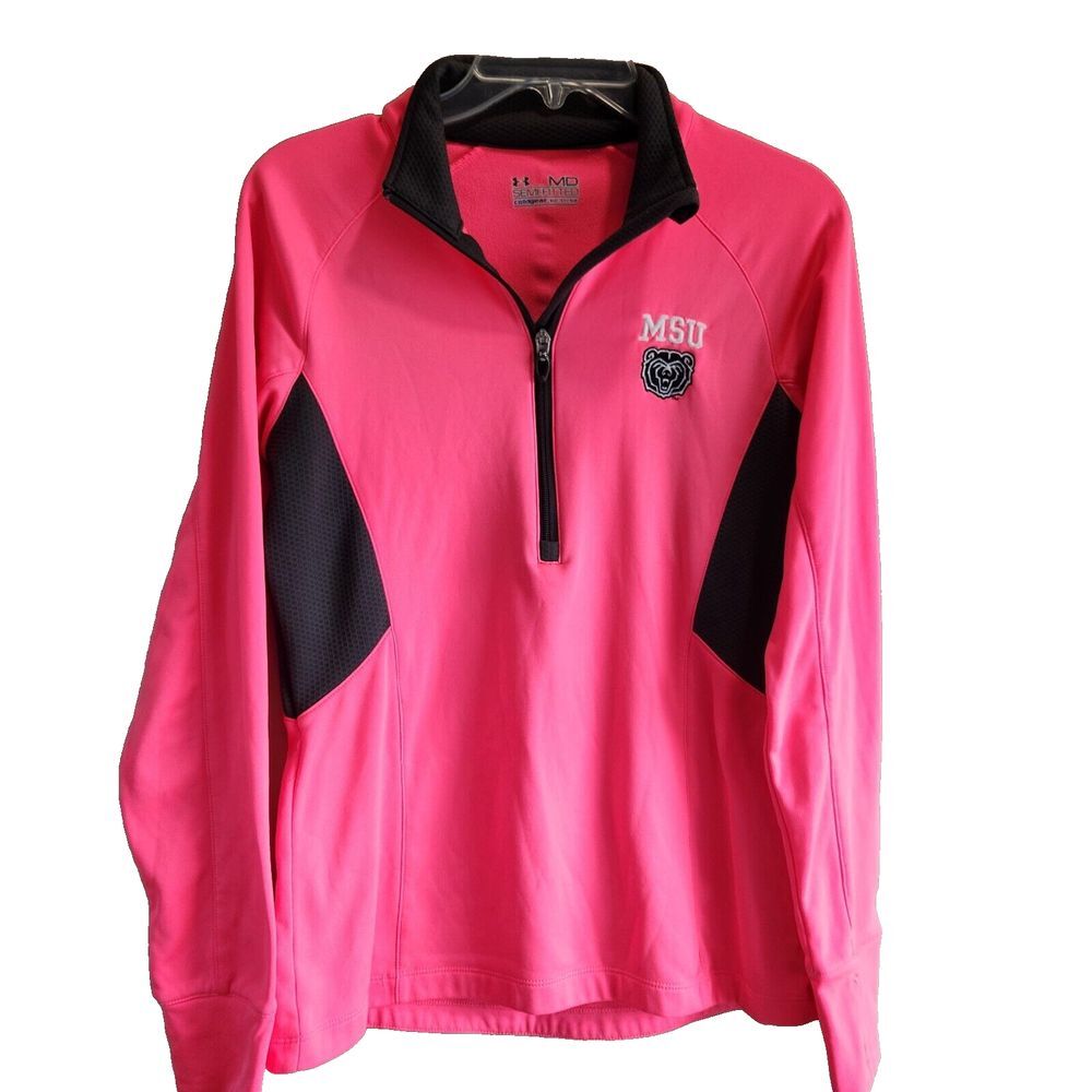 MSU Womens Medium MIZZOU Jacket Stretch‎ Under Armour Cold Gear Semi Fitted Pink - Picture 2 of 7